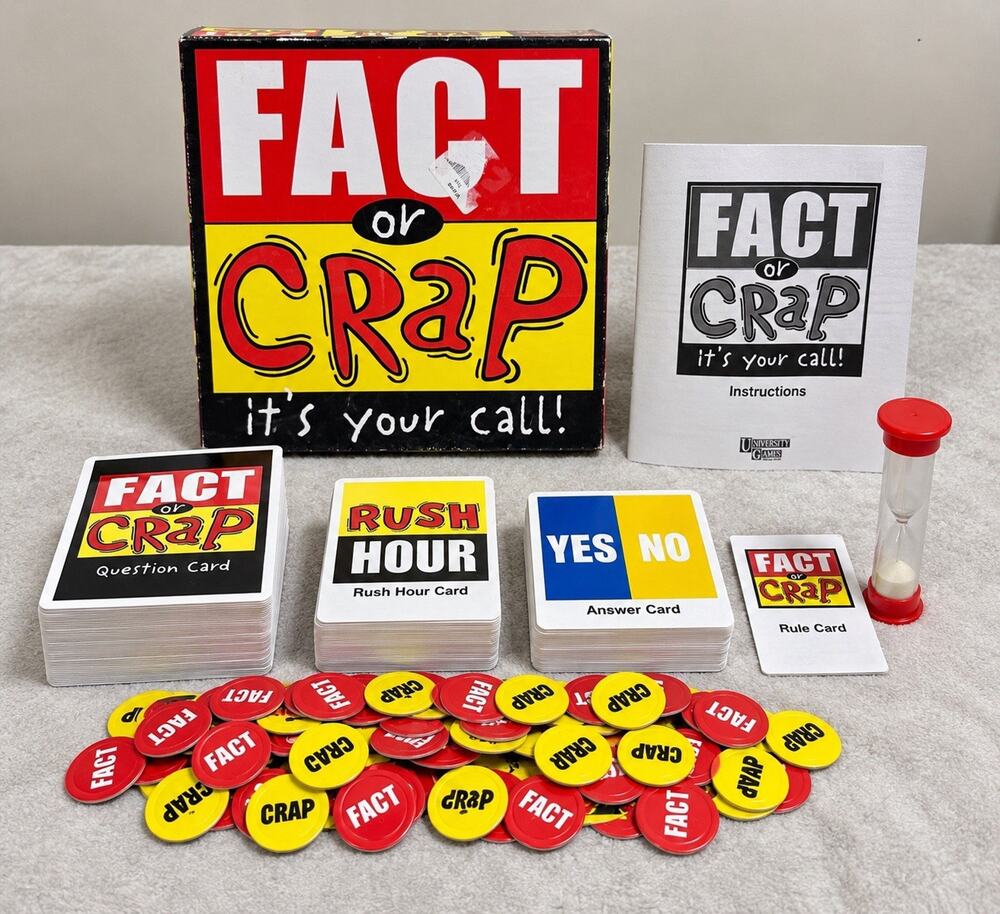 Fact or Crap Trivia Board Game University Games 2001 Vintage Party Game